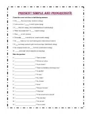 English worksheet: Present Simple and Pregressive