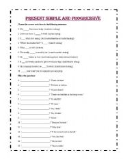 English Worksheet: Present Simple and Pregressive