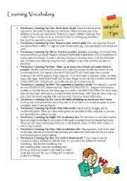 English Worksheet: Vocabulary Tips and Practice