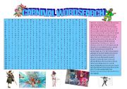 English Worksheet: Carnival Wordsearch