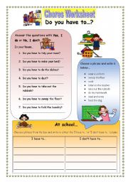 ❤Do You Have To Worksheet❤ 2 pages❤ Gap fill and writing practice!