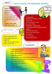 English Worksheet: expressing ideas and opinions - single words and phrases 