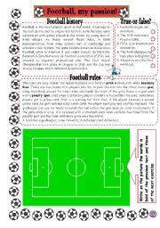 English Worksheet: FOOTBALL, MY PASSION!