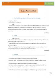 English worksheet: Placement test