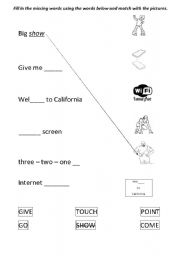 English Worksheet: Trinity Grade 1 Imperatives