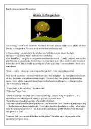 English Worksheet: Aliens in the Garden  / Story 