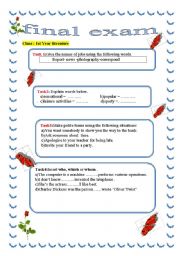 an evaluation paper for 1as (high school) in Algeria ( to be used  before the final exam as a remedy)