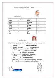 English worksheet: TO PRACTICE IRREGULAR VERBS IN AN ORIGINAL WAY.