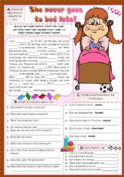 English Worksheet: She never goes to bed late!