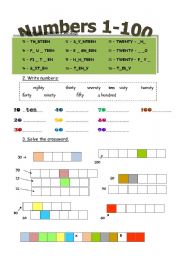 English Worksheet: Numbers 1-100