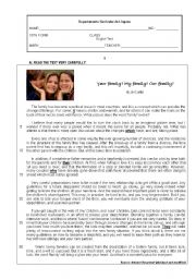 English Worksheet: Test on Family