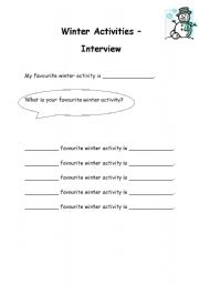 English worksheet: Winter Acitivties