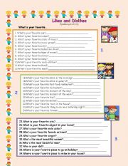English Worksheet: Speaking Activity for likes and dislikes