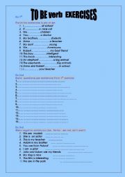 English worksheet: to be verb  Present Simple  exercises