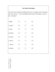 English Worksheet: Past Tense Verb Endings