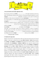 English Worksheet: CONSOLIDATION TASKS FOR BAC PUPILS  :UNIT 2: EDUCATION /