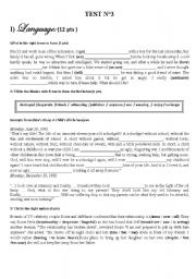 English Worksheet: test n3 for 1rst year pupils + lstening + tapescript; 