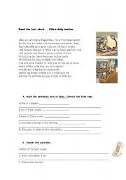 English Worksheet: Ollies routine
