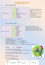 English Worksheet: for since