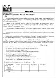 English Worksheet: exam:Education in Englandand Wales