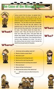 English Worksheet: The Case of the Missing Shoe - WH Questions and Comprehension