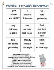 English Worksheet: TIC TAC TOE - Past Simple