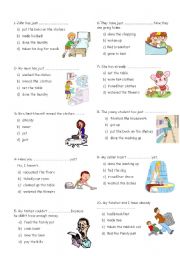 English Worksheet: housework - present perfect with already -just- yet