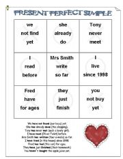 TIC TAC TOE - Present Perfect Simple