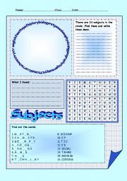 school subjects - Part 2 = 4 puzzles - 2 pages - editable - key included