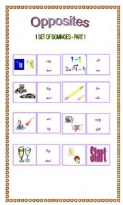 English Worksheet: opposites domino - part1