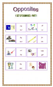 English worksheet: opposites domino - part1