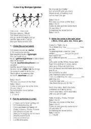 English Worksheet: I LIKE IT - ENRIQUE EGLESIAS