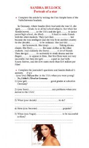 English Worksheet: Sandra Bullock