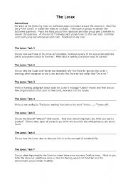 English worksheets: The Lorax Questions