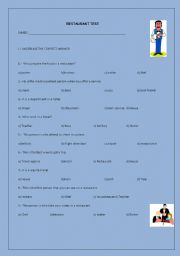 English Worksheet: How to order in a restaurant test