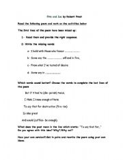 English Worksheet: FIRE AND ICE POEM
