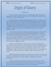 English Worksheet: Origins of Slavery