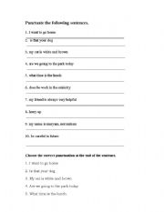 English worksheet: punctuation