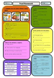 English Worksheet: Food homework