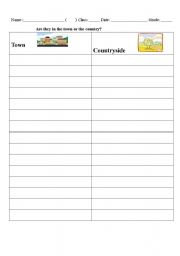 English Worksheet: Town or Countryside?