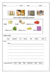 English worksheet: How to make a Traffic Light Sandwich