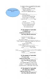 English worksheet: Song- 