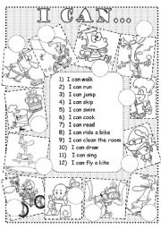 English Worksheet: I can...