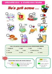 English Worksheet: UNCOUNTABLE AND COUNTABLE NOUNS