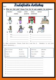 English Worksheet: Indefinite Articles