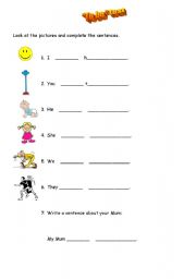 English worksheet: To be (and adjectives) test/exercise for young learners.