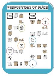 English Worksheet: Prepositions of place BOARD GAME