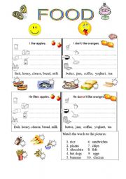 English Worksheet: Likes and dislikes (food)