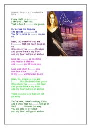 English Worksheet: my heart go ( song)