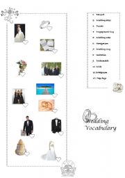 English worksheet: wedding vocabulary